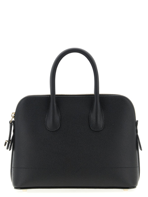 Valextra 100% calfskin leather top handle bag in black