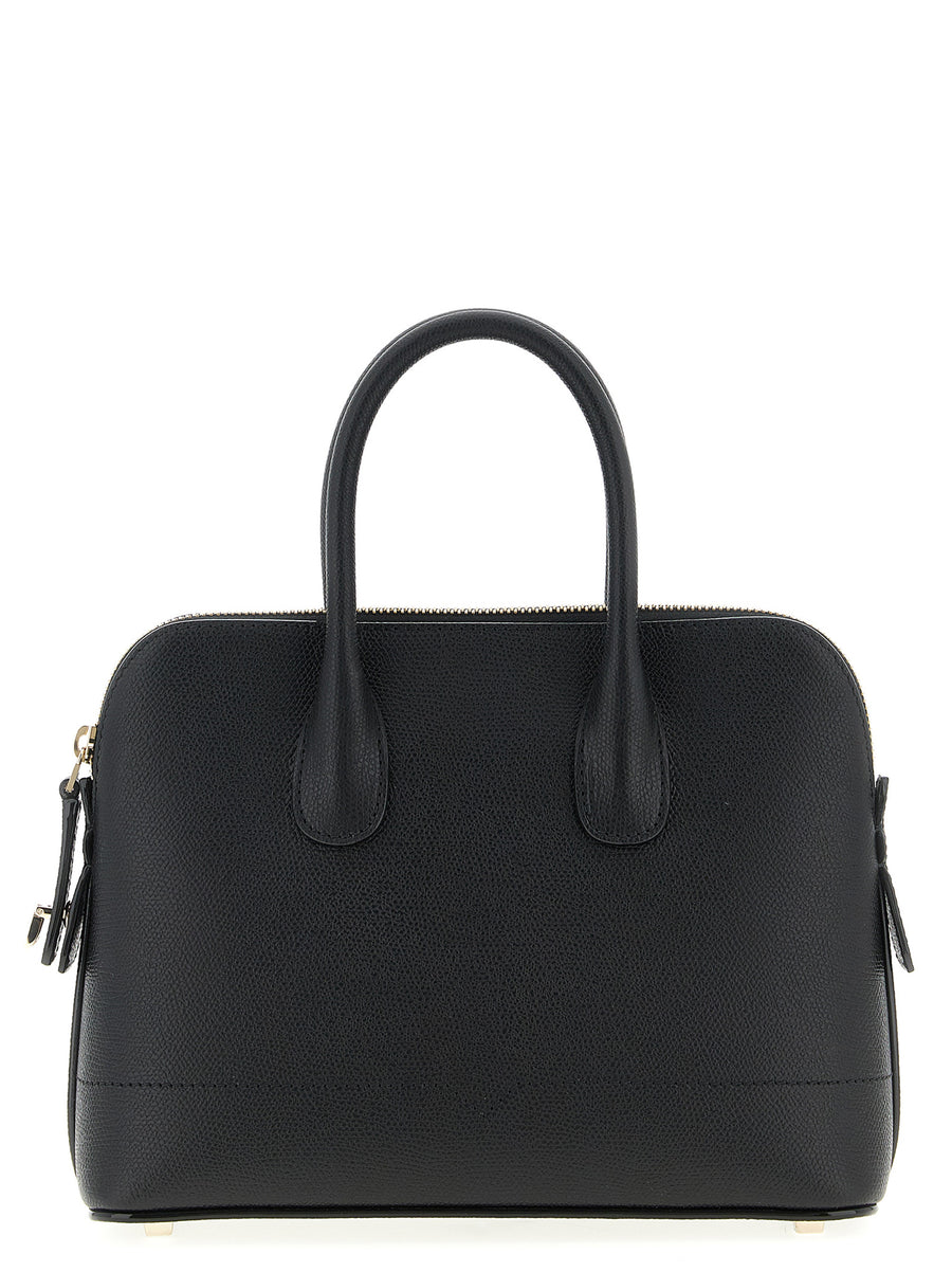 Valextra 100% calfskin leather top handle bag in black