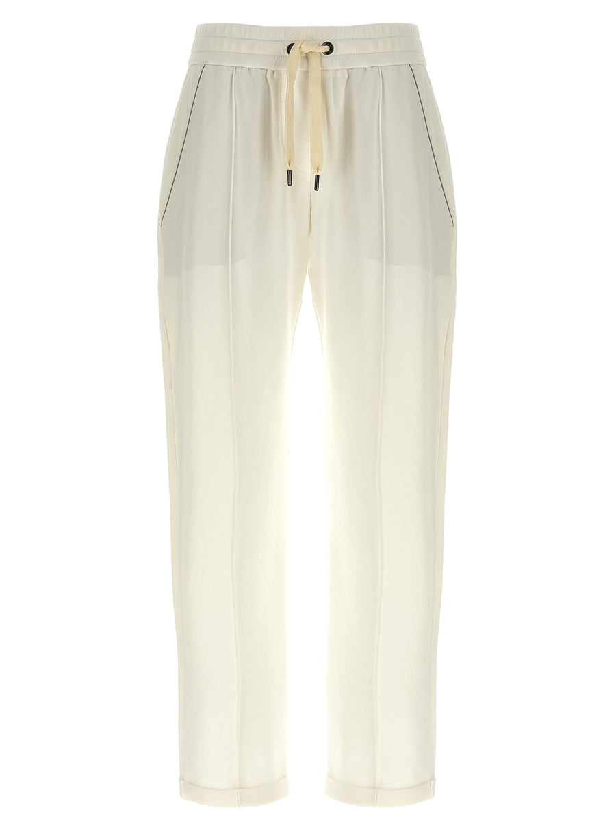 Brunello Cucinelli 98% cotton joggers in white