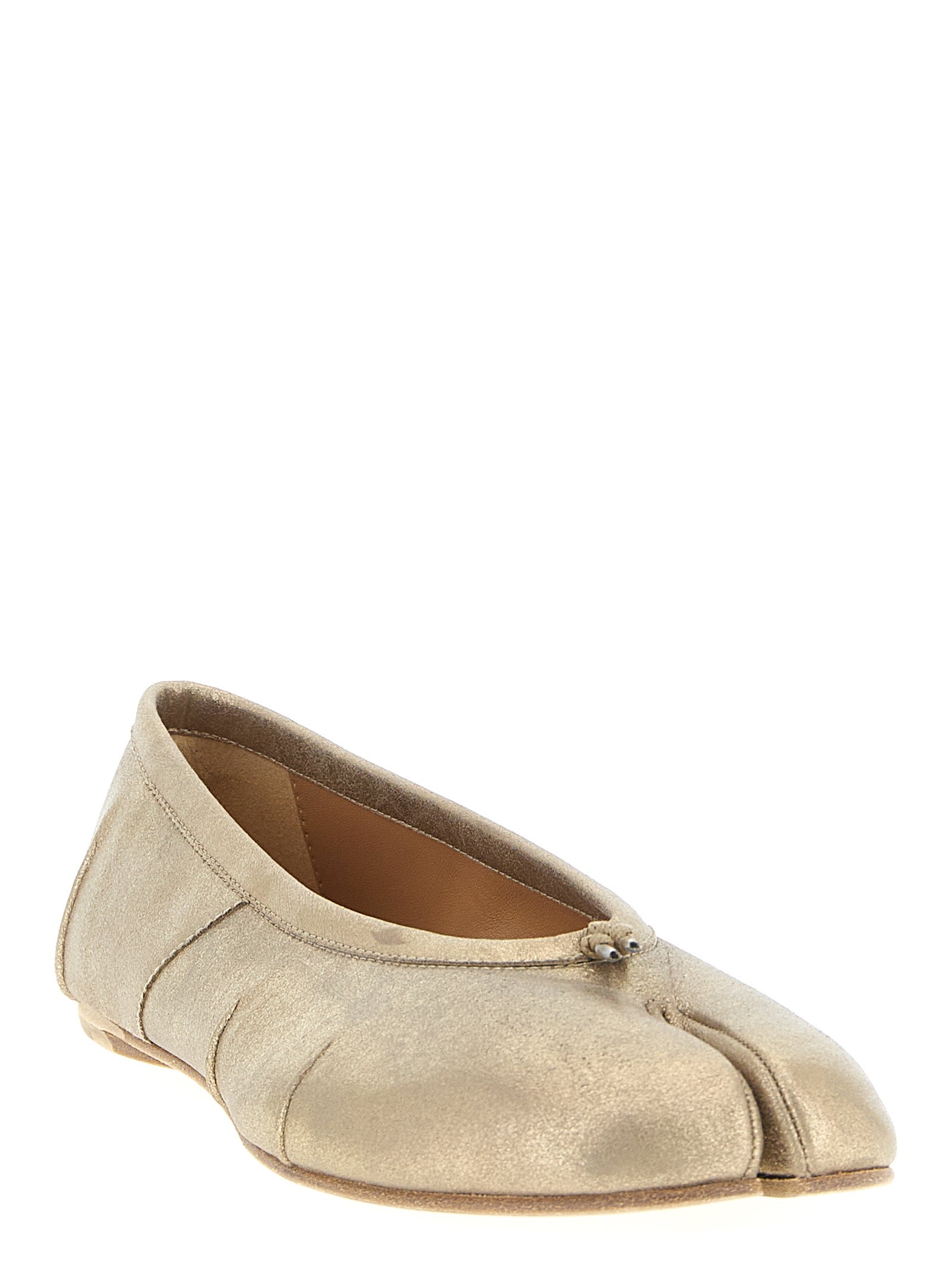 Maison Margiela 100% Goat Cashmere with metallic leather finish ballet flat in gold — view 2