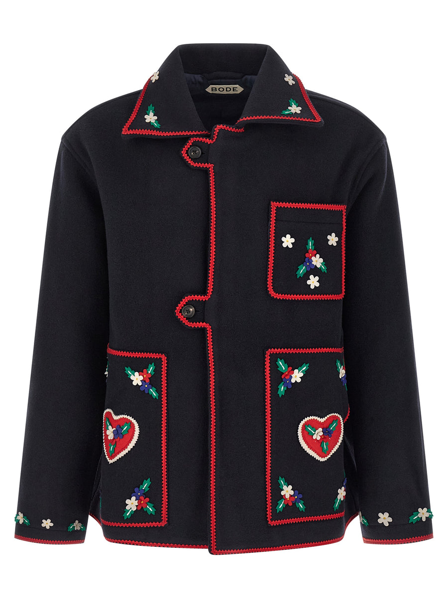Bode 100% wool jacket in black