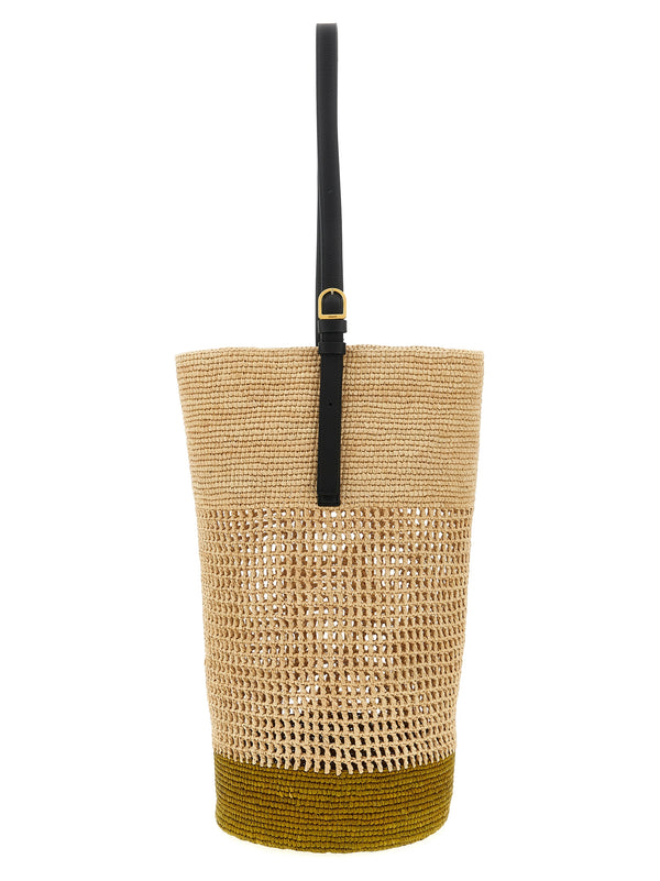 Khaite 70% palm fiber bucket bag in beige