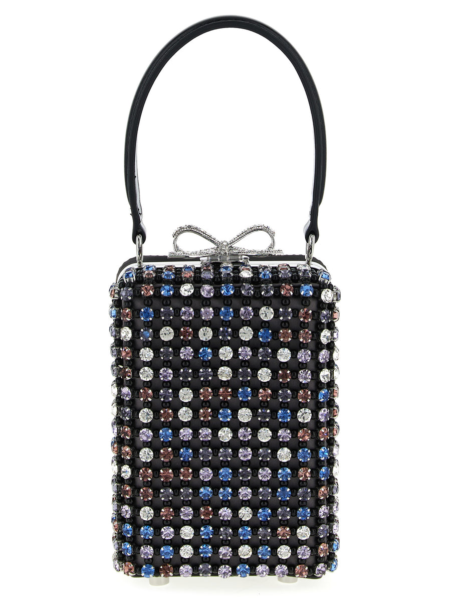 Self-Portrait 97% polyester top handle bag in multicolor
