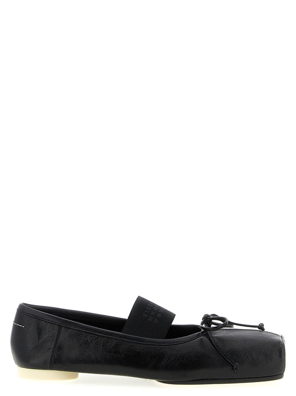 MM6 Maison Margiela 100% calfskin leather ballet flat in black