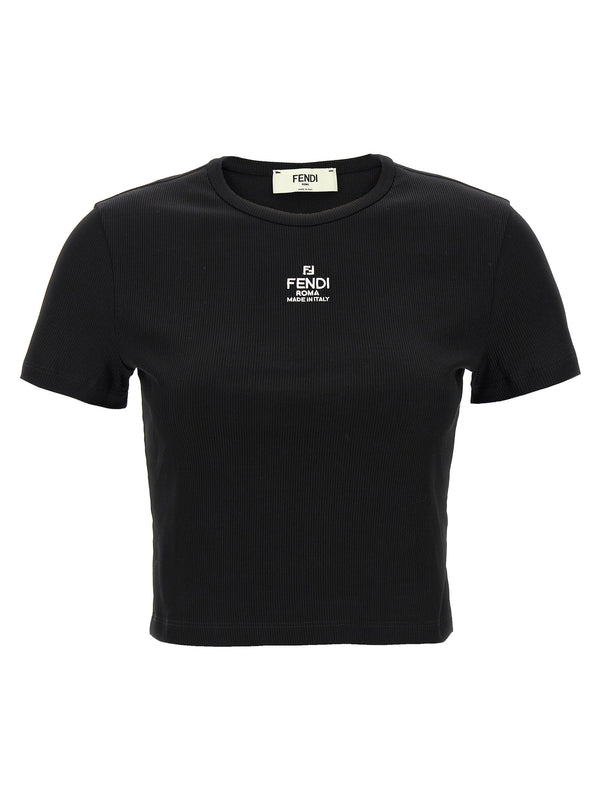 Fendi 94% cotton t-shirt in black