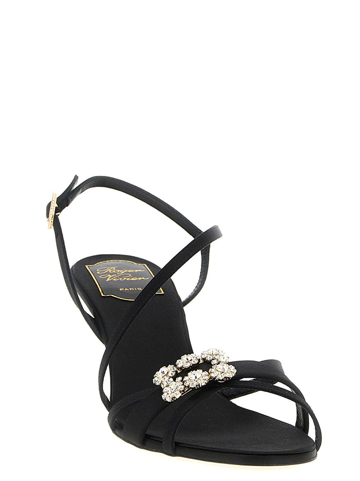 Roger Vivier 68% viscose heel sandal in black — view 2