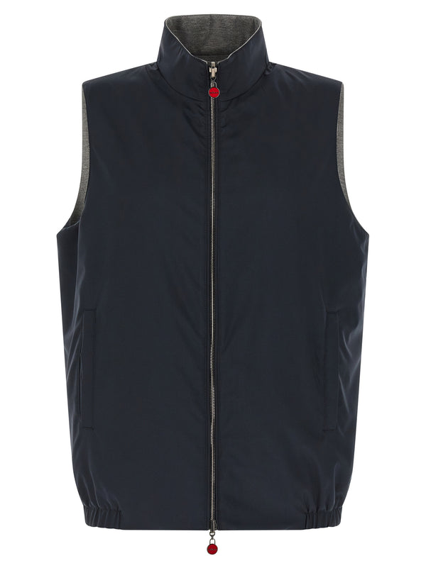 Kiton 95% cotton vest in blue