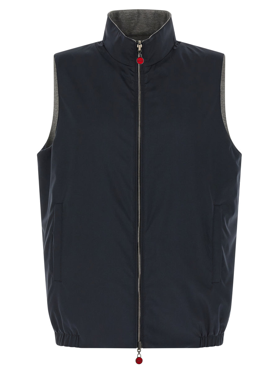 Kiton 95% cotton vest in blue