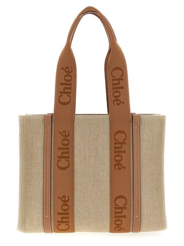 Chloé 100% linen tote bag in brown