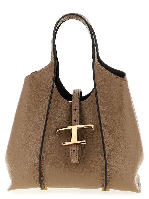 Tod's 100% calfskin leather shoulder bag in beige