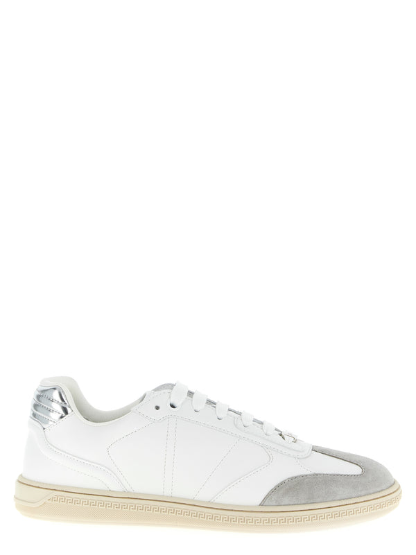 Versace 100% calfskin leather with suede inserts sneaker in white