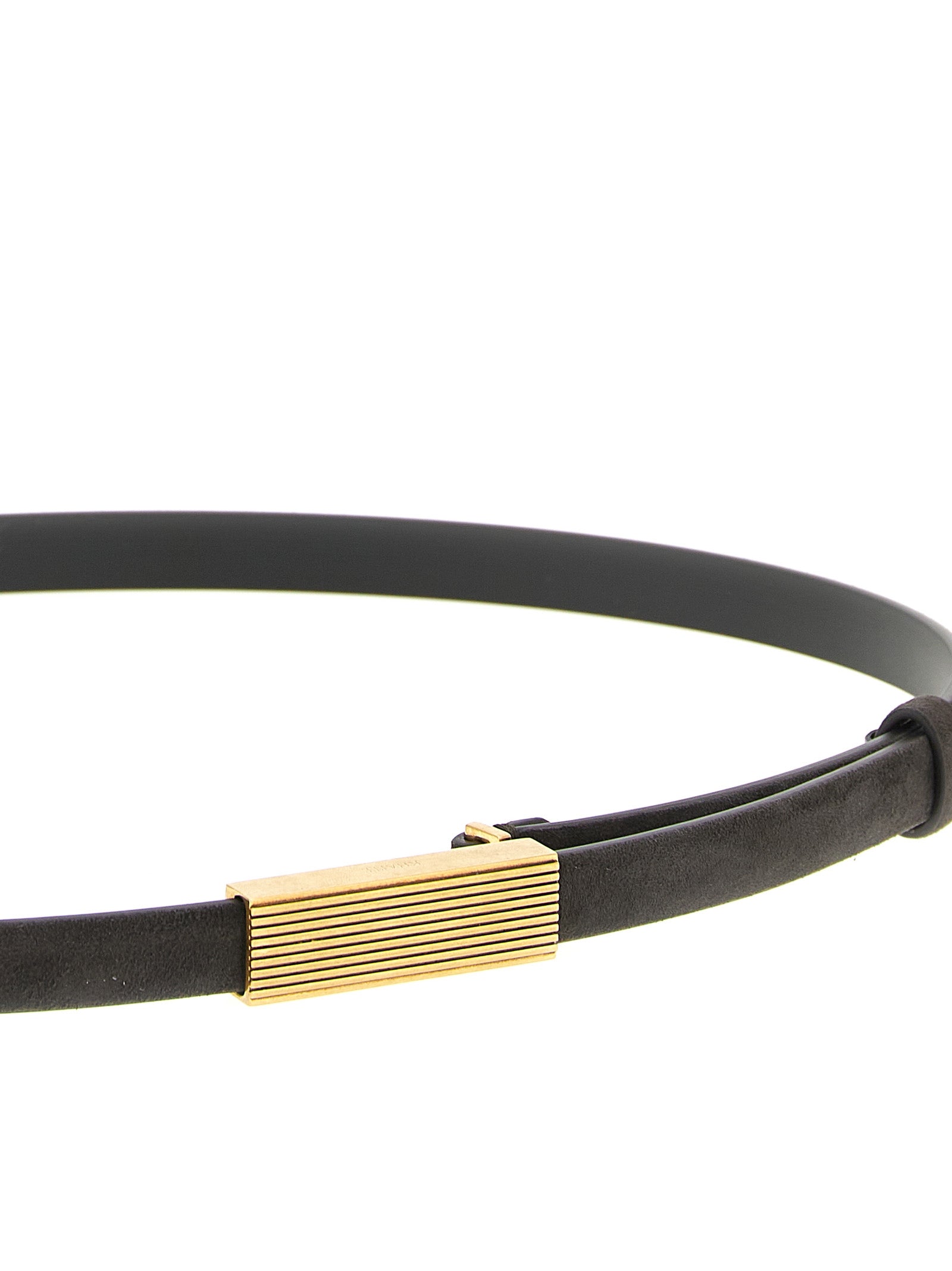 Khaite 100% calfskin leather belt in brown — view 3