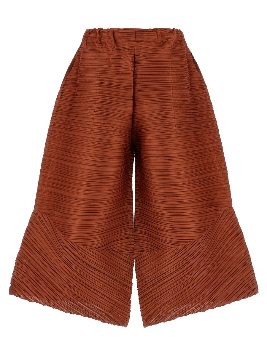Pleats Please Issey Miyake 100% Polyester trousers in brown