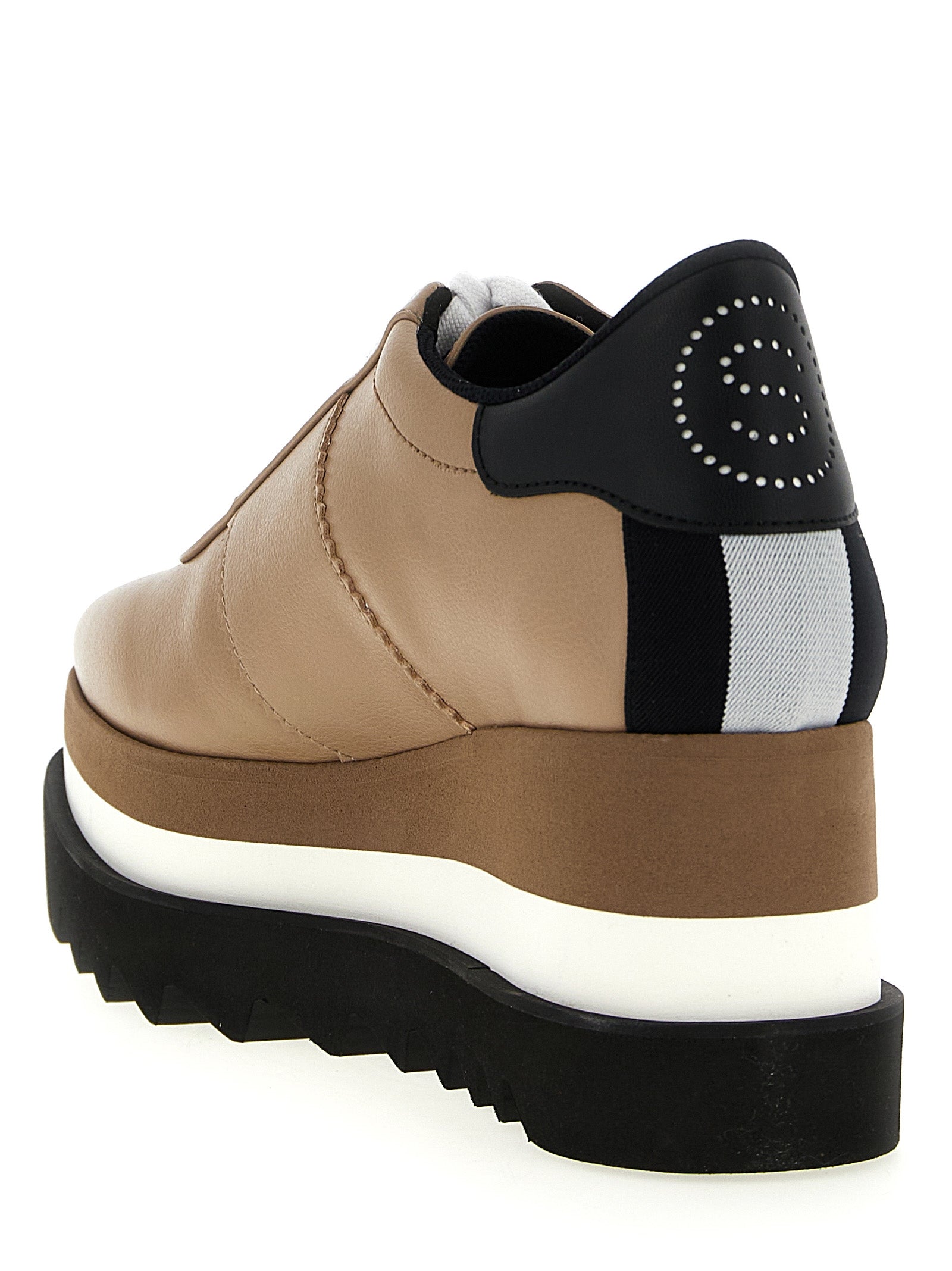 Stella McCartney 100% Polyurethane lace-up flat in beige — view 3