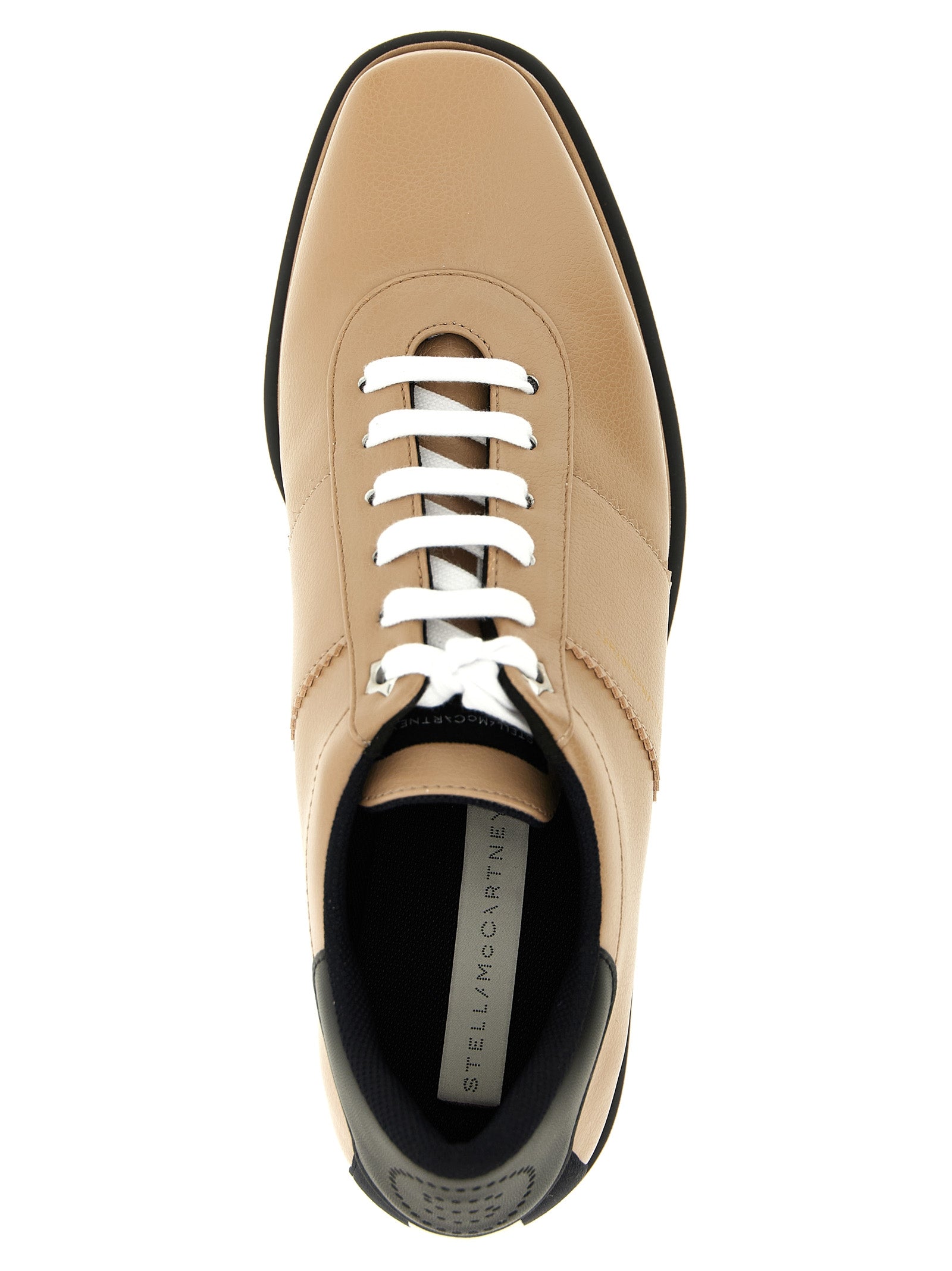 Stella McCartney 100% Polyurethane lace-up flat in beige — view 4