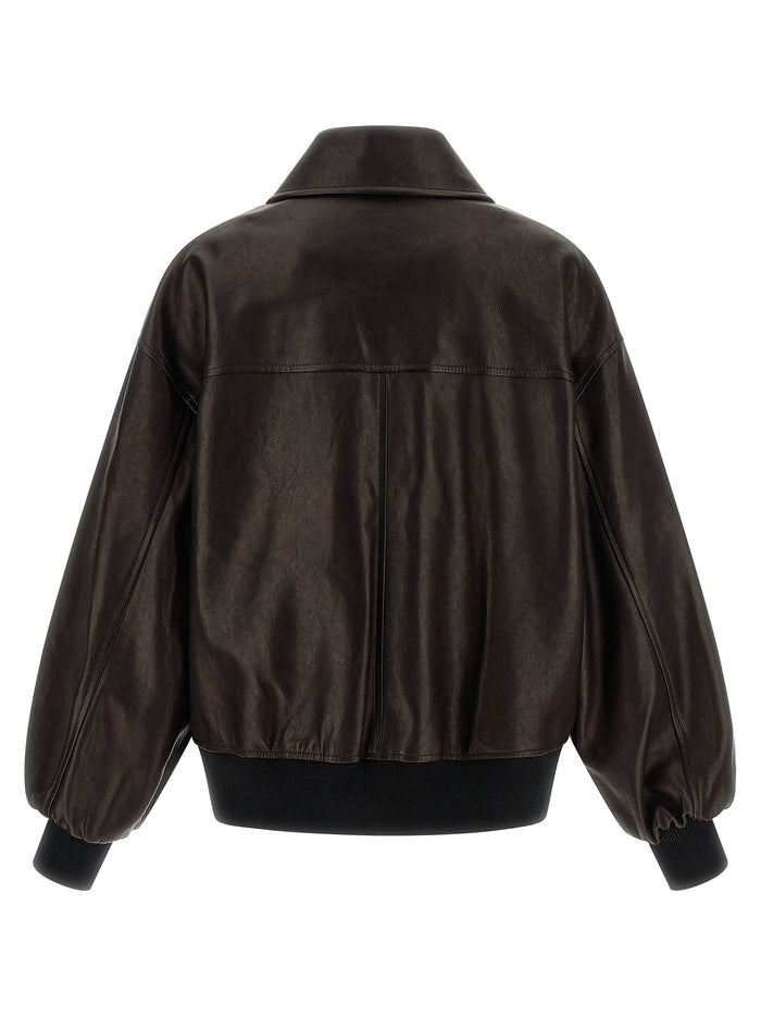 Khaite 100% Lamb Leather jacket in brown — view 2