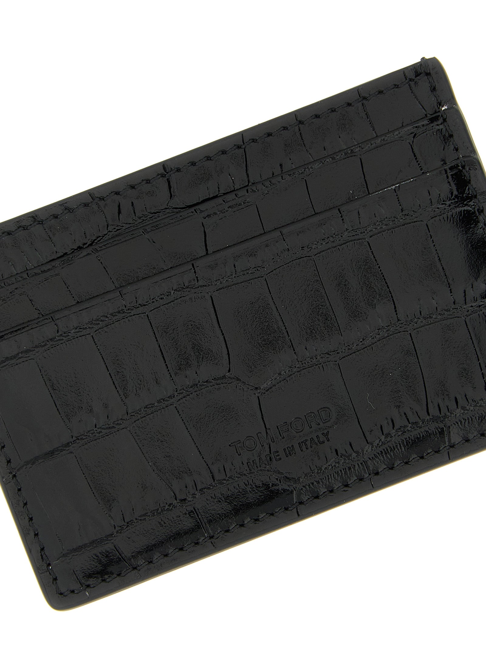 Tom Ford 100% calfskin leather card case in black — view 3