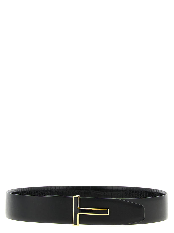 Tom Ford 100% calfskin leather belt in black — view 2