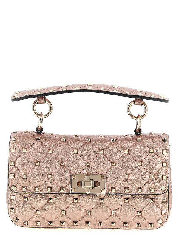 Valentino Garavani 100% lamb leather top handle bag in pink