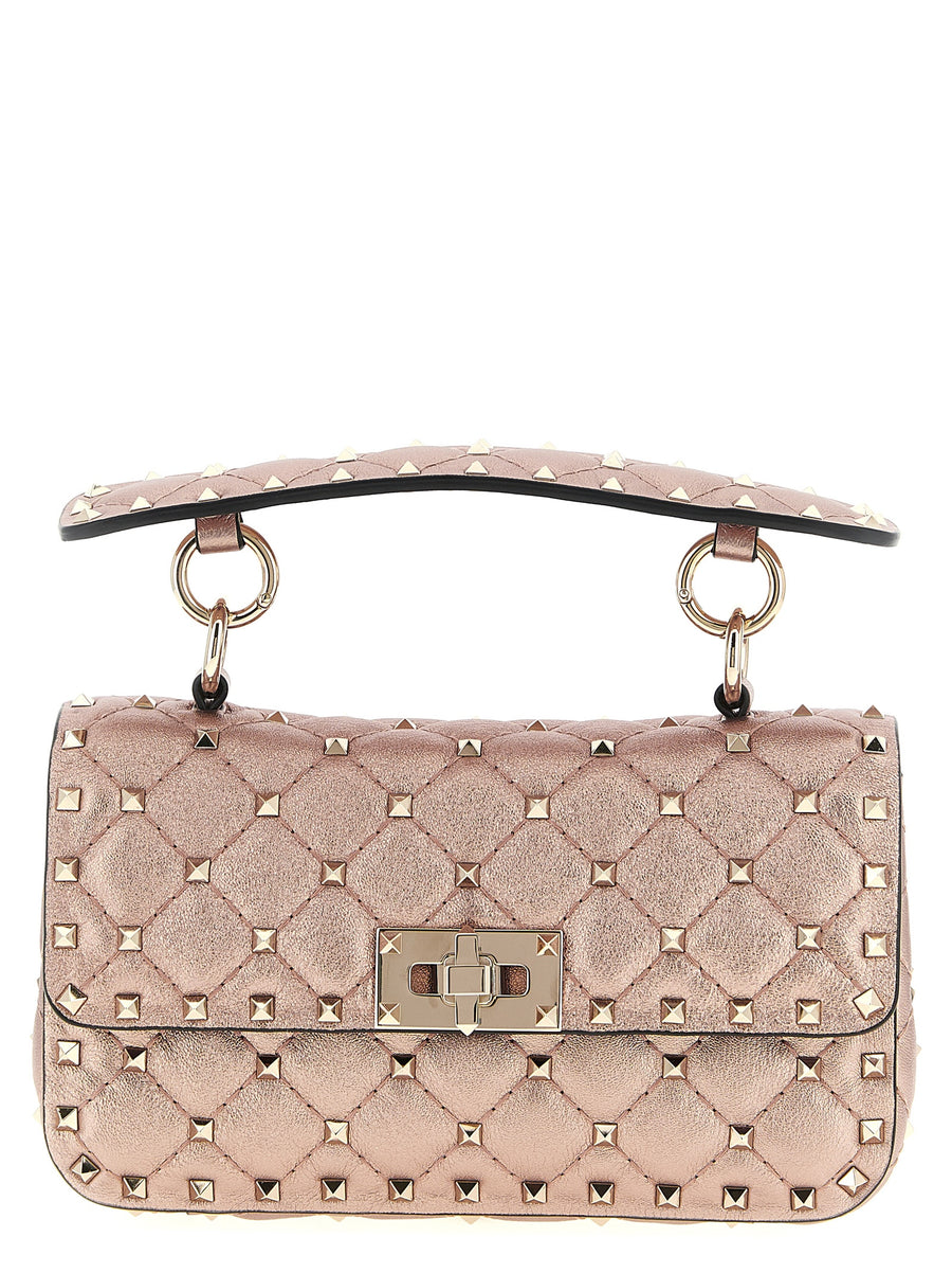 Valentino Garavani 100% lamb leather top handle bag in pink