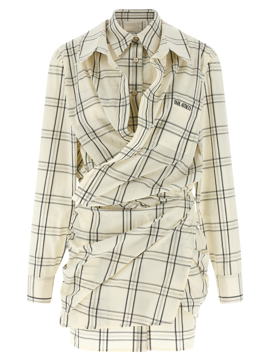 The Attico 100% cotton poplin dress in multicolor