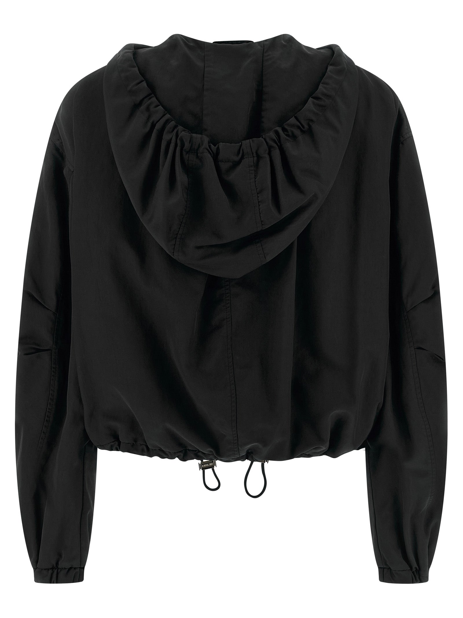 The Attico 100% polyester bomber jacket in black — view 2
