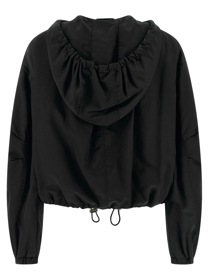 The Attico 100% polyester bomber jacket in black — view 2