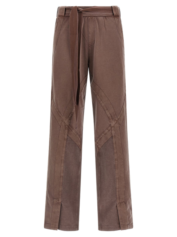 Brown Cotton Casual Pants