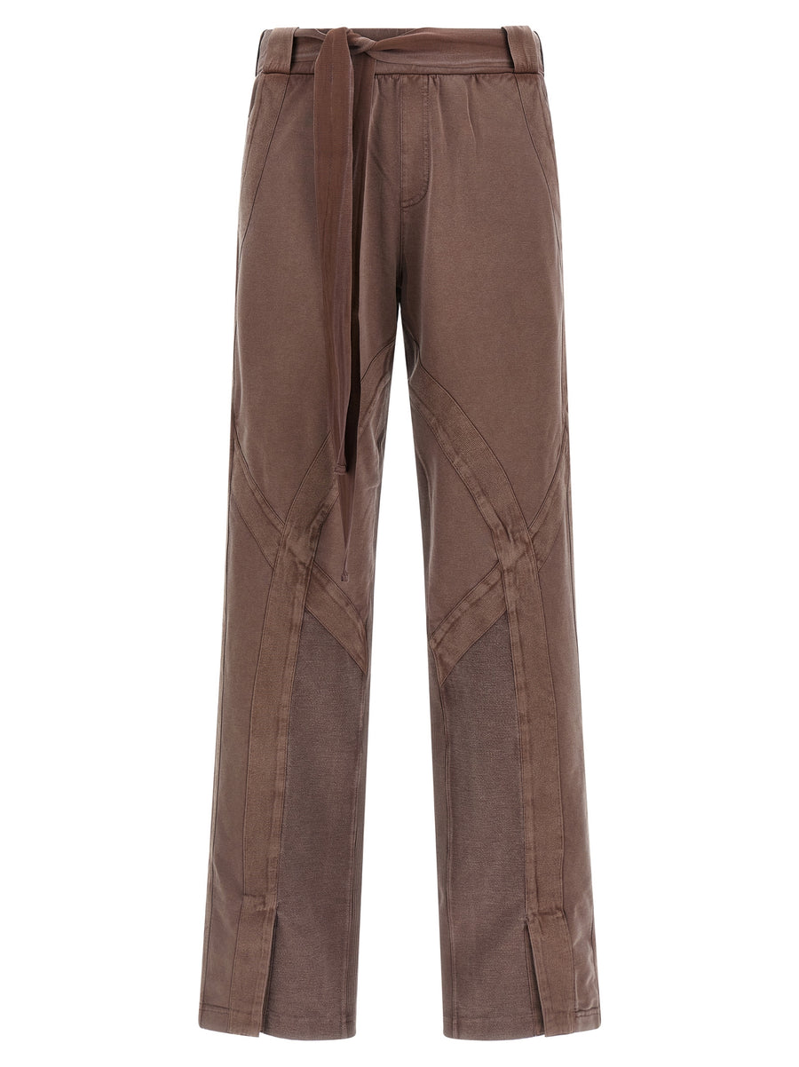 Brown Cotton Casual Pants