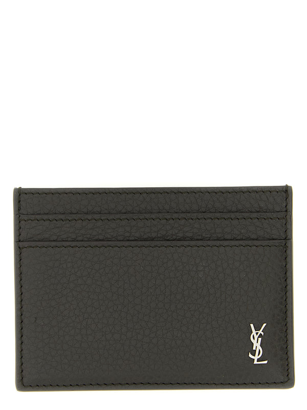Saint Laurent 100% calfskin leather card case in brown