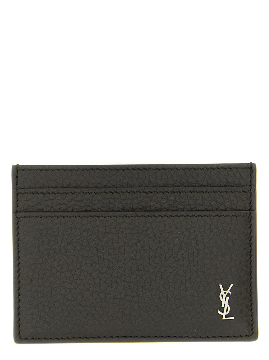 Saint Laurent 100% calfskin leather card case in brown