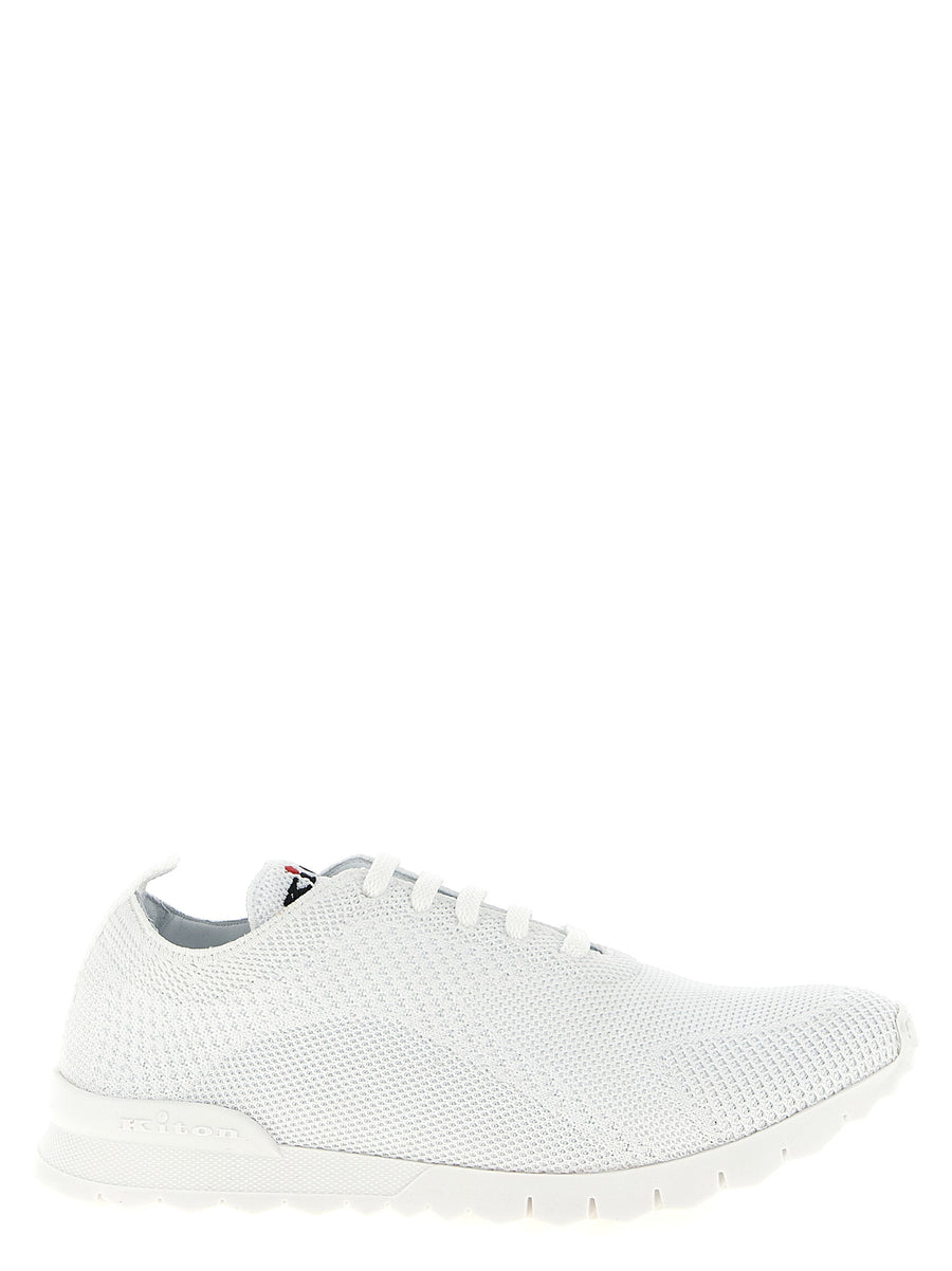 Kiton 90% cotton sneaker in white