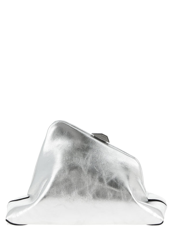 The Attico 100% calfskin leather clutch in silver