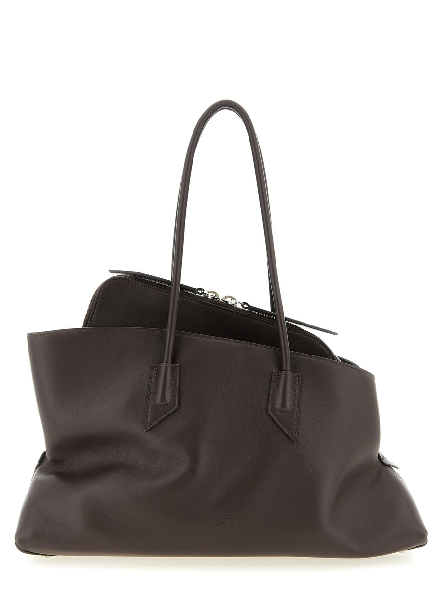 The Attico 100% calfskin leather shoulder bag in brown
