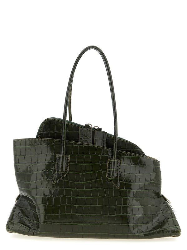 The Attico 100% calfskin leather shoulder bag in green