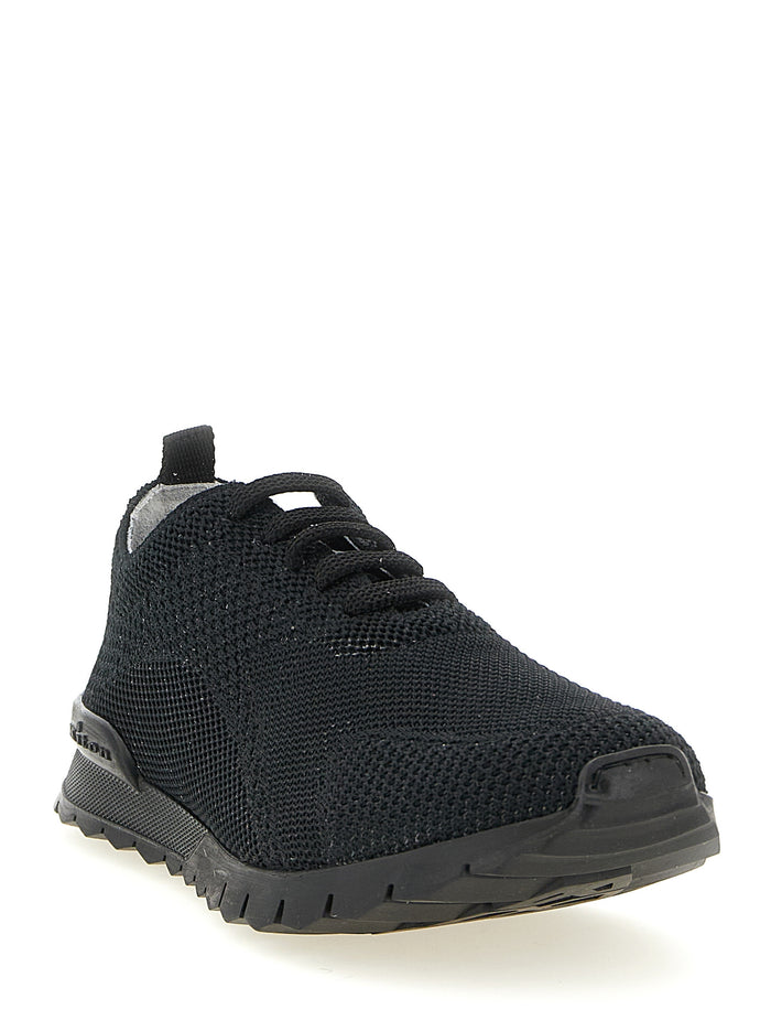 Kiton 90% Cotton sneaker in black — view 2
