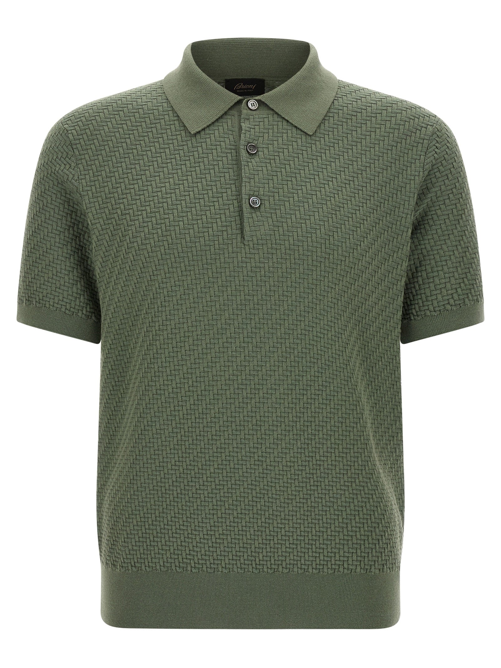 Brioni 57% cotton polo shirt in green