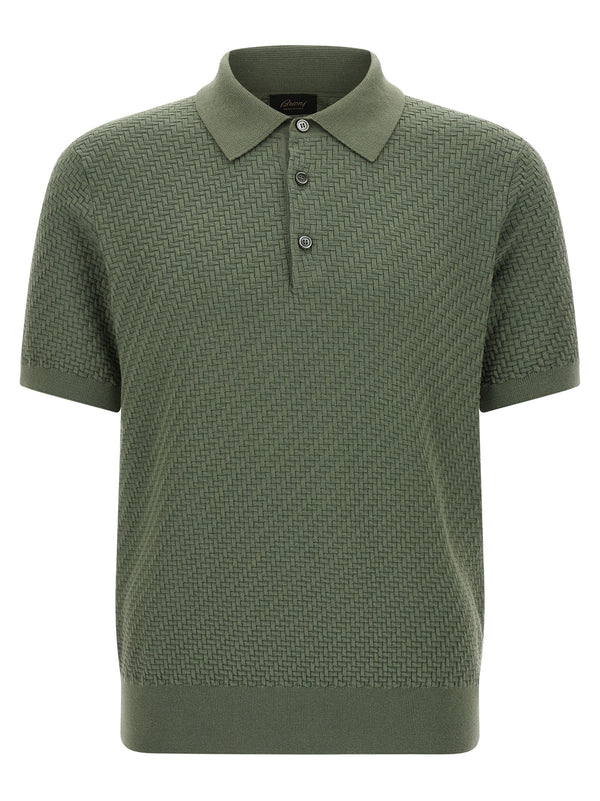 Brioni 57% cotton polo shirt in green