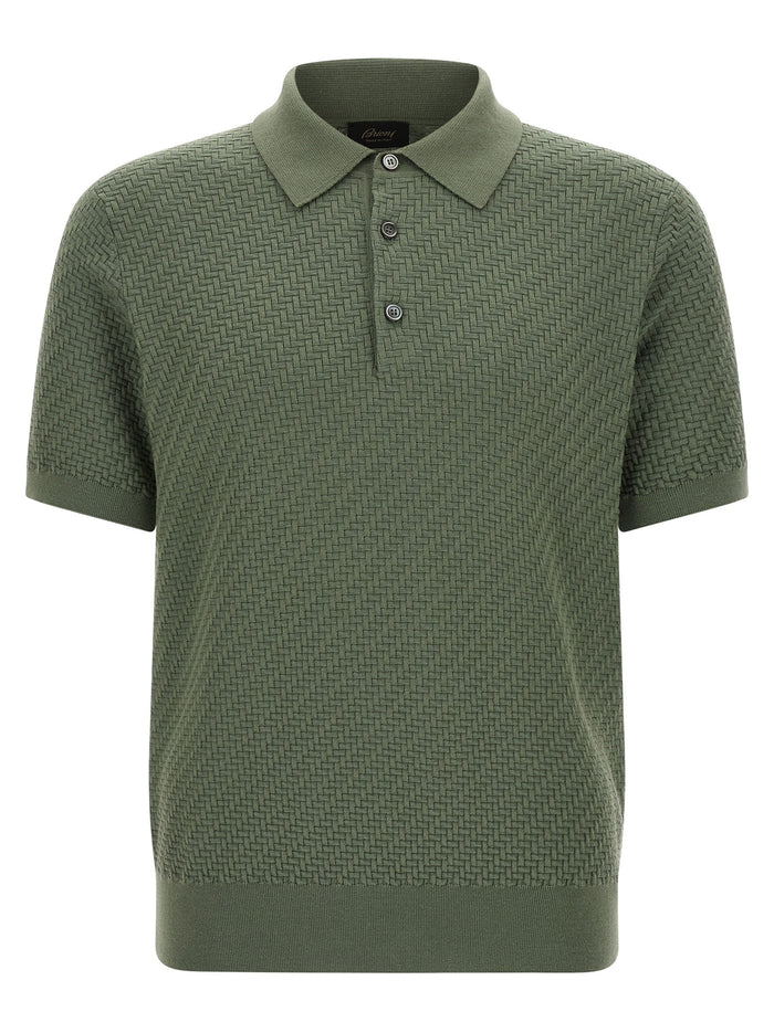 Brioni 57% cotton polo shirt in green