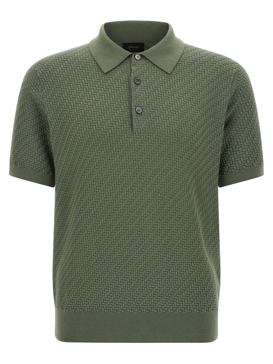 Brioni 57% cotton polo shirt in green