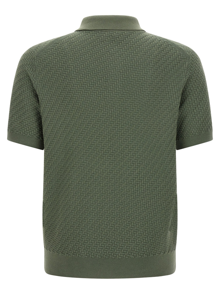 Brioni 57% cotton polo shirt in green — view 2