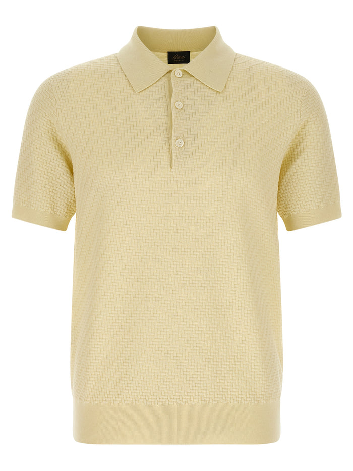 Brioni 57% cotton polo shirt in yellow