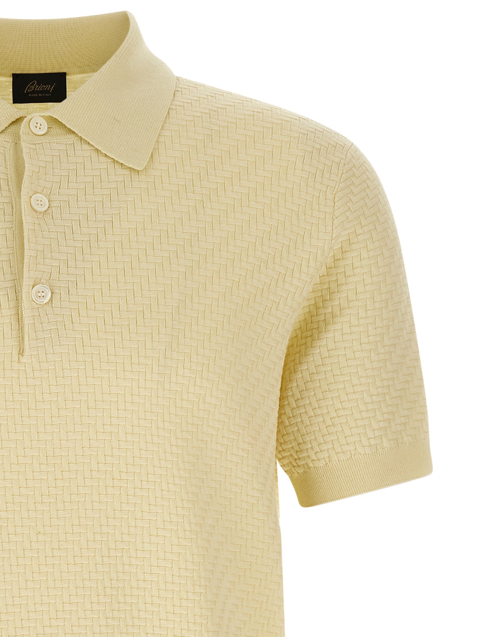 Brioni 57% cotton polo shirt in yellow — view 3