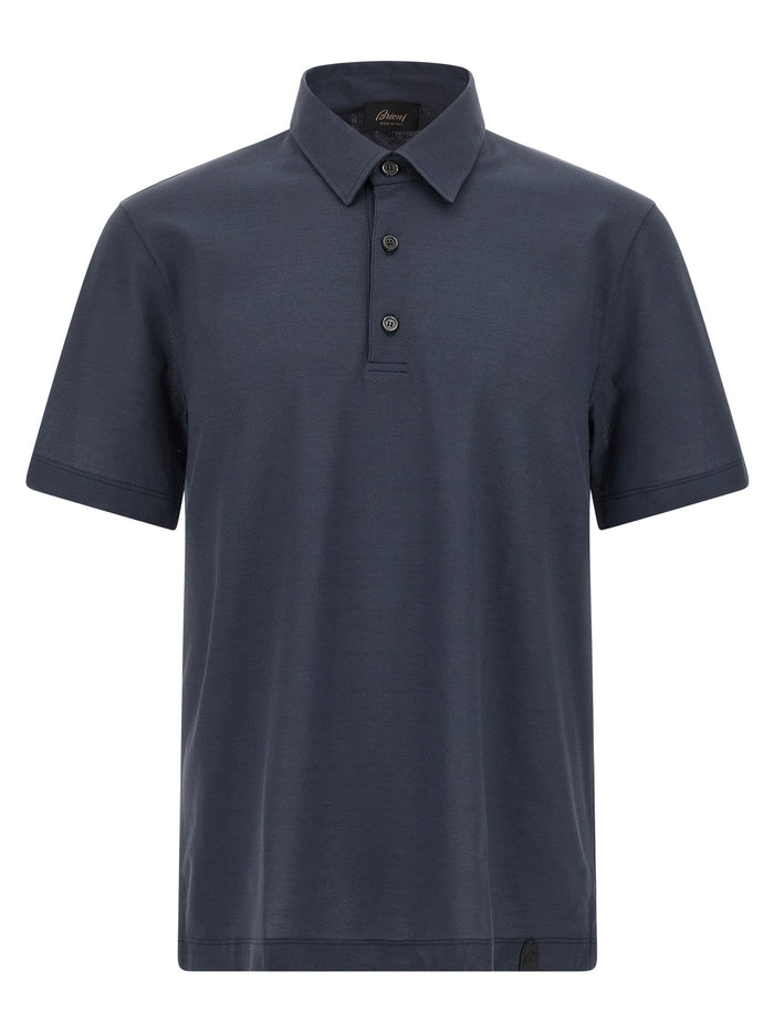 Brioni 100% cotton polo shirt in navy