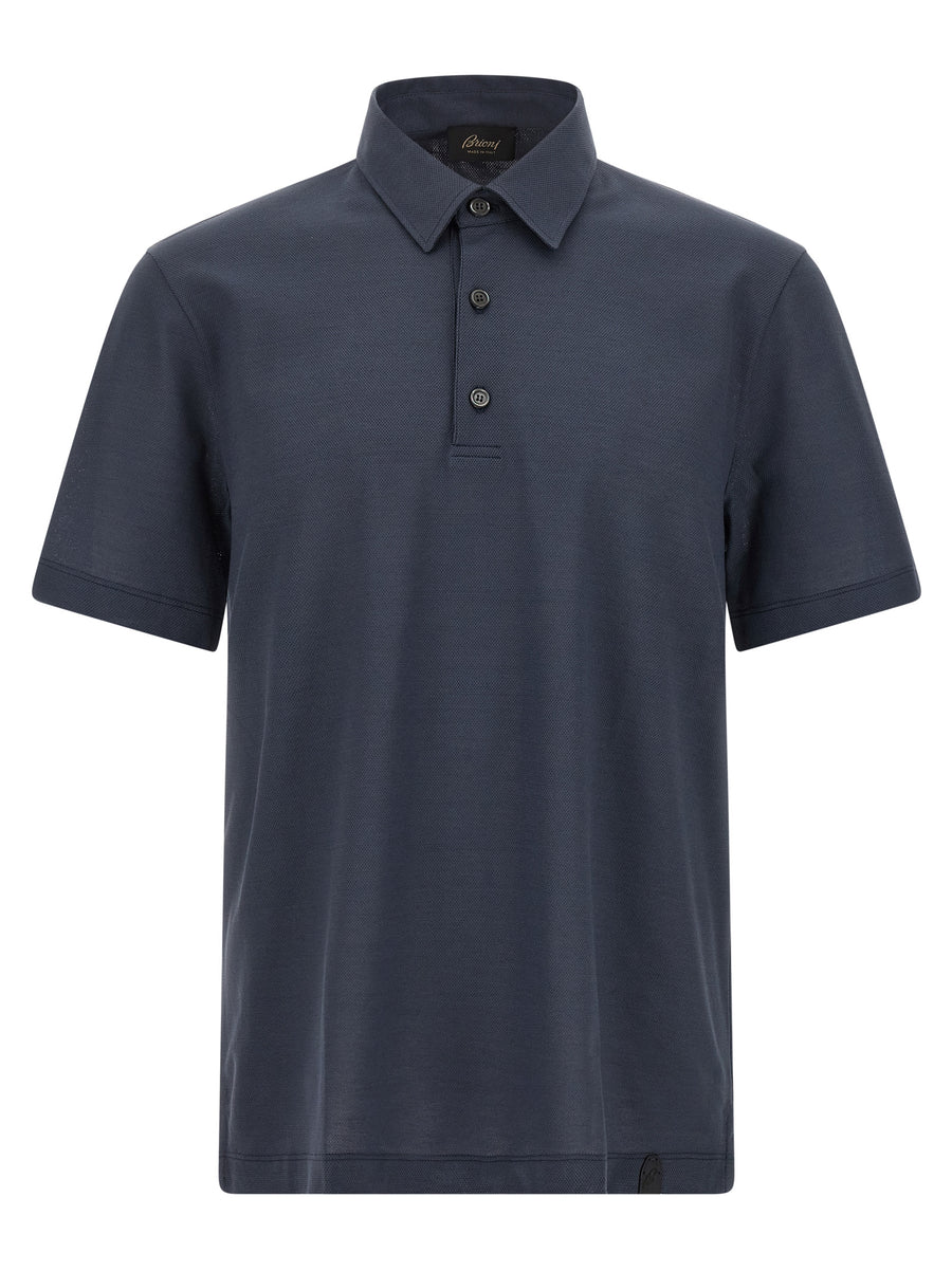 Brioni 100% cotton polo shirt in navy