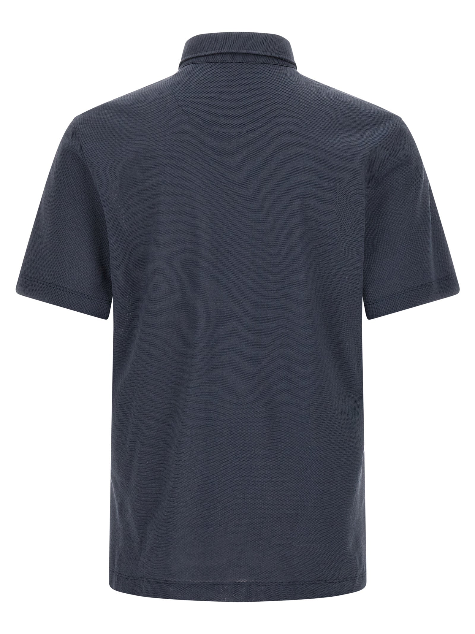 Brioni 100% cotton polo shirt in navy — view 2