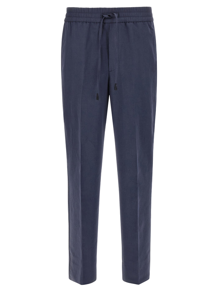 Brioni 53% linen trousers in blue