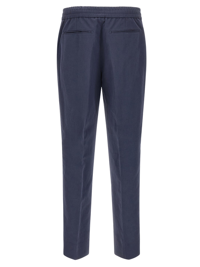 Brioni 53% linen trousers in blue — view 2