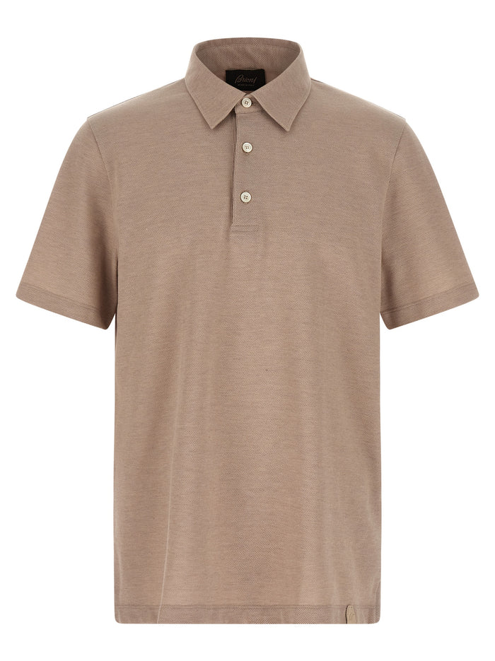 Brioni 100% Cotton polo shirt in beige