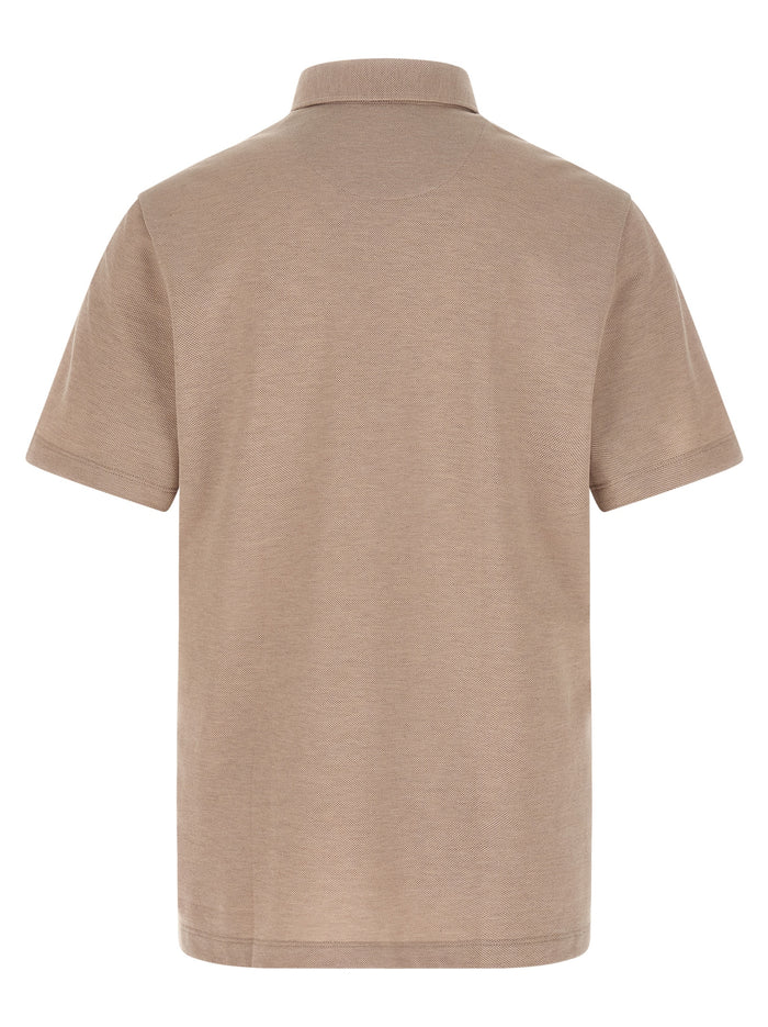 Brioni 100% Cotton polo shirt in beige — view 2